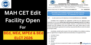 MAH CET Edit Facility Open for BEd, MEd, MPEd & BEd ELCT 2026; Check The Correction Window Link Here